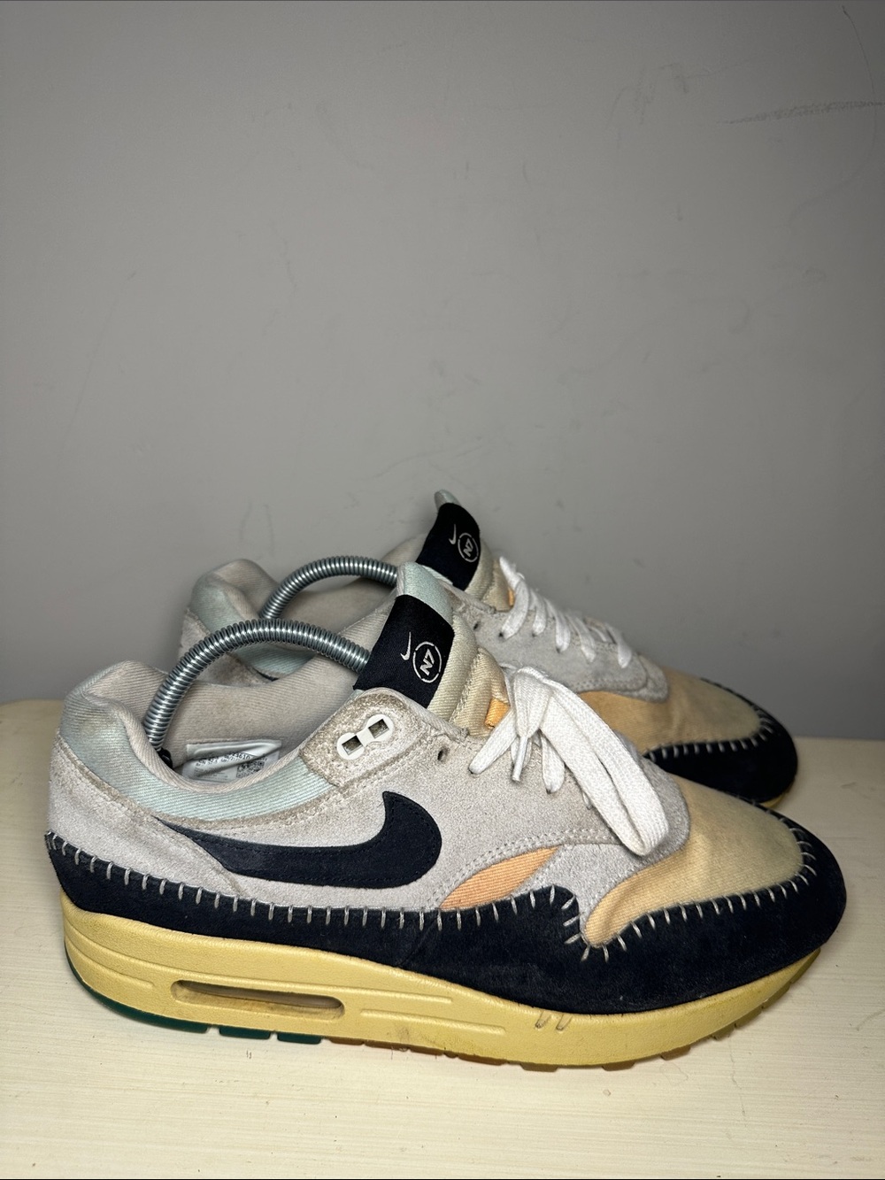 Nike Air max 1 87 N7 Suede leather authentic Cream Black & Yellow sneakers